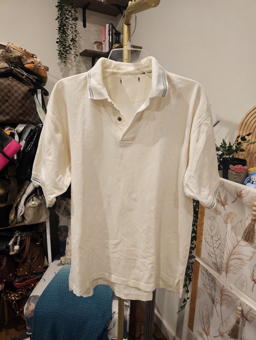 Vintage Classic Cream Polo Shirt - Men's Short Sleeve